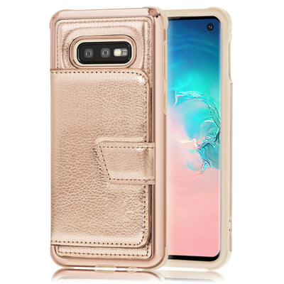 NALIA Schutzhülle kompatibel mit Samsung Galaxy S10e Hülle, Case mit Spiegel & Kartenfächern & Magnet-Verschluss, Glänzendes Kunst-Leder Etui Handy-Tasche Mirror Hard-Cover Handyhülle NALIA Protective Hülle