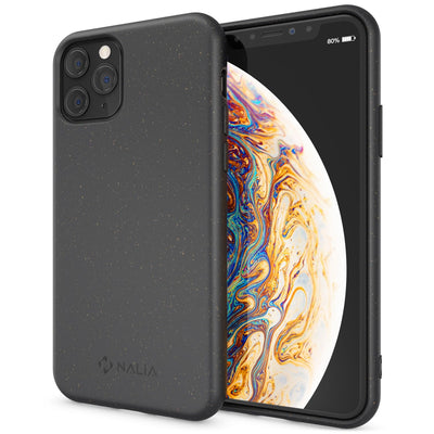 NALIA Handyhülle für iPhone 11 Pro Max – Weizenstroh Case (Pflanzenbasiert) – BIOVERA – Matt & Stoßfest (Vegan) – Marke aus Berlin Schwarz NALIA Protective Hülle