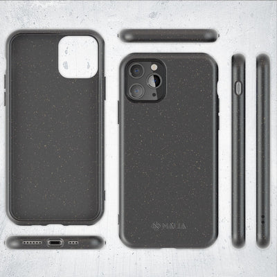 NALIA Handyhülle für iPhone 11 Pro Max – Weizenstroh Case (Pflanzenbasiert) – BIOVERA – Matt & Stoßfest (Vegan) – Marke aus Berlin Schwarz NALIA Protective Hülle