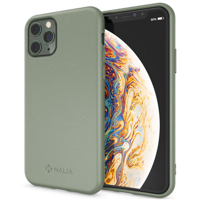 NALIA Handyhülle für iPhone 11 Pro Max – Weizenstroh Case (Pflanzenbasiert) – BIOVERA – Matt & Stoßfest (Vegan) – Marke aus Berlin Oliv Grün NALIA Protective Hülle