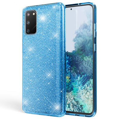 NALIA Glitzerhülle für Samsung Galaxy S20 – Funkelnder Glitzer-Look & Grip – SHINEPOP (Silikon Case) – Marke aus Berlin Türkis NALIA Protective Hülle