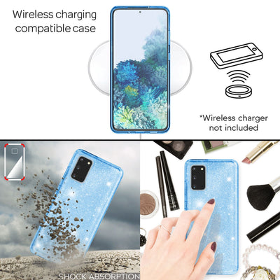 NALIA Glitzerhülle für Samsung Galaxy S20 – Funkelnder Glitzer-Look & Grip – SHINEPOP (Silikon Case) – Marke aus Berlin Silber NALIA Protective Hülle