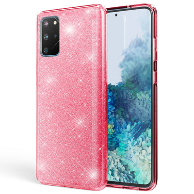 NALIA Glitzerhülle für Samsung Galaxy S20 Plus – Funkelnder Glitzer-Look & Grip – SHINEPOP (Silikon Case) – Marke aus Berlin Rosa NALIA Protective Hülle