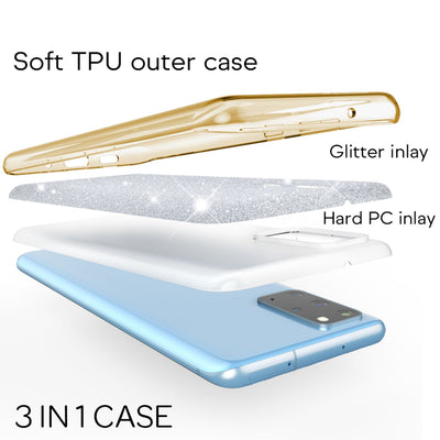 NALIA Glitzerhülle für Samsung Galaxy S20 Plus – Funkelnder Glitzer-Look & Grip – SHINEPOP (Silikon Case) – Marke aus Berlin Gold NALIA Protective Hülle