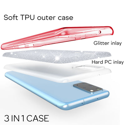 NALIA Glitzerhülle für Samsung Galaxy S20 Plus – Funkelnder Glitzer-Look & Grip – SHINEPOP (Silikon Case) – Marke aus Berlin Rosa NALIA Protective Hülle