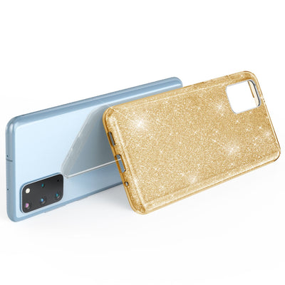 NALIA Glitzerhülle für Samsung Galaxy S20 Plus – Funkelnder Glitzer-Look & Grip – SHINEPOP (Silikon Case) – Marke aus Berlin Gold NALIA Protective Hülle