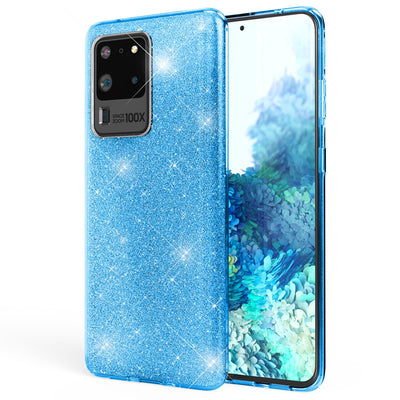 NALIA Glitzerhülle für Samsung Galaxy S20 Ultra – Funkelnder Glitzer-Look & Grip – SHINEPOP (Silikon Case) – Marke aus Berlin Türkis NALIA Protective Hülle