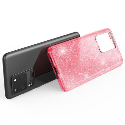 NALIA Glitzerhülle für Samsung Galaxy S20 Ultra – Funkelnder Glitzer-Look & Grip – SHINEPOP (Silikon Case) – Marke aus Berlin Rosa NALIA Protective Hülle