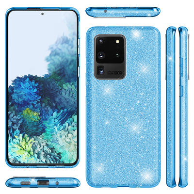 NALIA Glitzerhülle für Samsung Galaxy S20 Ultra – Funkelnder Glitzer-Look & Grip – SHINEPOP (Silikon Case) – Marke aus Berlin Schwarz NALIA Protective Hülle