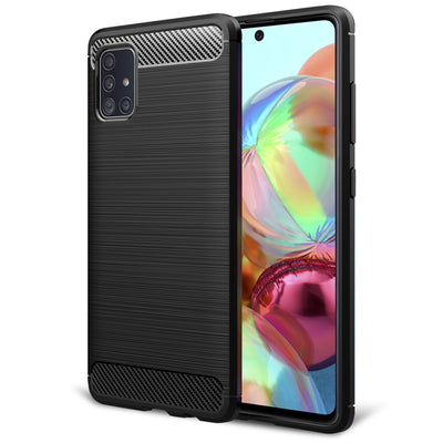 NALIA Design Case kompatibel mit Samsung Galaxy A71 Hülle, Carbon Look Stylische Handyhülle Stoßfeste Silikon Schutzhülle, Dünne Handy-Tasche Phone Cover Bumper Soft Skin TPU Etui Robust - Schwarz Default Title NALIA Protective Hülle