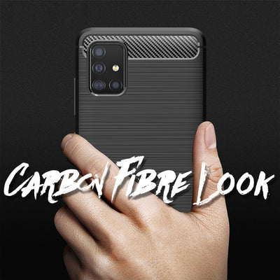 NALIA Design Case kompatibel mit Samsung Galaxy A71 Hülle, Carbon Look Stylische Handyhülle Stoßfeste Silikon Schutzhülle, Dünne Handy-Tasche Phone Cover Bumper Soft Skin TPU Etui Robust - Schwarz Default Title NALIA Protective Hülle