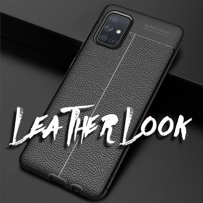 NALIA Design Case kompatibel mit Samsung Galaxy A51 Hülle, Leder Optik Stylische Handyhülle Stoßfeste Silikon Schutzhülle, Slim Phone Backcover Dünne Handy-Tasche Cover Kratzfest Lederhülle - Schwarz
