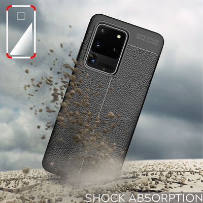 NALIA Design Case kompatibel mit Samsung Galaxy S20 Ultra Hülle, Leder Optik Stylische Handyhülle Stoßfeste Silikon Schutzhülle, Slim Phone Backcover Skin Dünne Handy-Tasche Cover Robust - Schwarz Default Title NALIA Protective Hülle