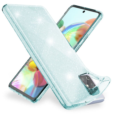 NALIA Glitzerhülle für Samsung Galaxy A51 – Funkelndes Silikon Case – DAZZLIN (Transparent & Stoßfest) – Marke aus Berlin Blau NALIA Transparente Hülle