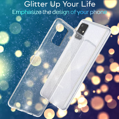 NALIA Glitzerhülle für Samsung Galaxy A51 – Funkelndes Silikon Case – DAZZLIN (Transparent & Stoßfest) – Marke aus Berlin Transparent NALIA Transparente Hülle