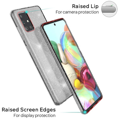 NALIA Glitzerhülle für Samsung Galaxy A51 – Funkelndes Silikon Case – DAZZLIN (Transparent & Stoßfest) – Marke aus Berlin Schwarz NALIA Transparente Hülle