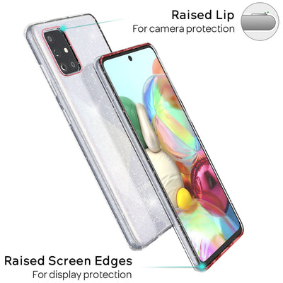 NALIA Glitzerhülle für Samsung Galaxy A51 – Funkelndes Silikon Case – DAZZLIN (Transparent & Stoßfest) – Marke aus Berlin Transparent NALIA Transparente Hülle