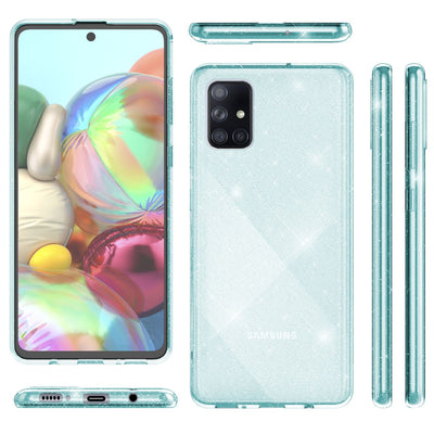 NALIA Glitzerhülle für Samsung Galaxy A51 – Funkelndes Silikon Case – DAZZLIN (Transparent & Stoßfest) – Marke aus Berlin Blau NALIA Transparente Hülle