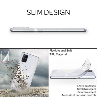 NALIA Glitzerhülle für Samsung Galaxy A51 – Funkelndes Silikon Case – DAZZLIN (Transparent & Stoßfest) – Marke aus Berlin Schwarz NALIA Transparente Hülle