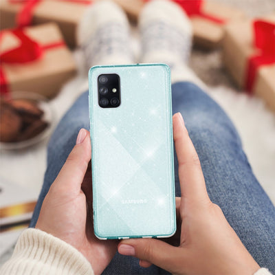NALIA Glitzerhülle für Samsung Galaxy A71 – Funkelndes Silikon Case – DAZZLIN (Transparent & Stoßfest) – Marke aus Berlin Schwarz NALIA Transparente Hülle
