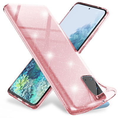 NALIA Glitzerhülle für Samsung Galaxy S20 – Funkelndes Silikon Case – DAZZLIN (Transparent & Stoßfest) – Marke aus Berlin Rosa NALIA Transparente Hülle