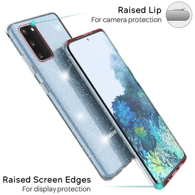 NALIA Glitzerhülle für Samsung Galaxy S20 – Funkelndes Silikon Case – DAZZLIN (Transparent & Stoßfest) – Marke aus Berlin Transparent NALIA Transparente Hülle