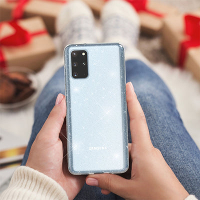 NALIA Glitzerhülle für Samsung Galaxy S20 Plus – Funkelndes Silikon Case – DAZZLIN (Transparent & Stoßfest) – Marke aus Berlin Schwarz NALIA Transparente Hülle