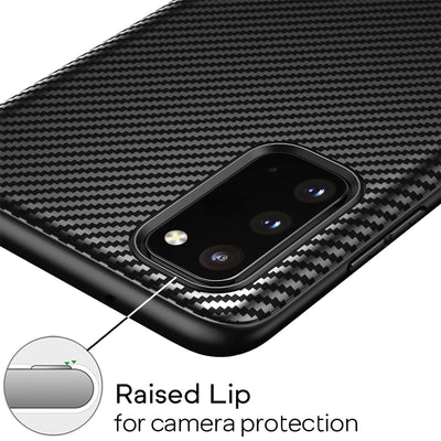 NALIA Design Case kompatibel mit Samsung Galaxy S20 Hülle, Carbon Look Stylische Handyhülle Stoßfeste Silikon Schutzhülle, Dünne Handy-Tasche Phone Cover Gummi Bumper Soft Etui Robust - Schwarz Default Title NALIA Protective Hülle