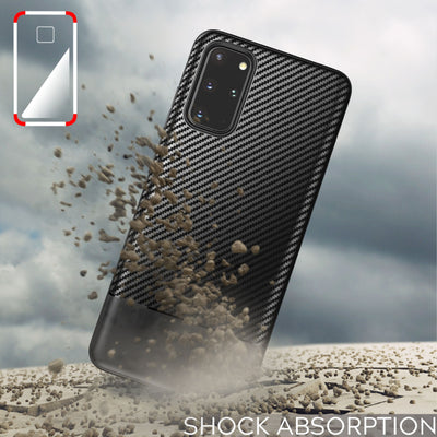 NALIA Design Case kompatibel mit Samsung Galaxy S20 Plus Hülle, Carbon Look Stylische Handyhülle Stoßfeste Silikon Schutzhülle, Dünne Handy-Tasche Phone Cover Gummi Bumper Etui Robust - Schwarz Default Title NALIA Protective Hülle
