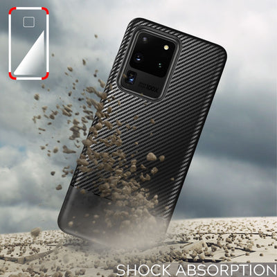 NALIA Silikonhülle für Samsung Galaxy S20 Ultra – Rutschfest & Matt – VORTEX (Gebürstete Optik & Carbon Design) – Marke aus Berlin Default Title NALIA Protective Hülle
