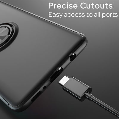 NALIA Ringhülle für Samsung Galaxy A51 – Ring-Ständer 360° & für Magnet-Halter – GRIP360 (Mattiertes Silikon Case) – Marke aus Berlin Schwarz NALIA Protective Hülle