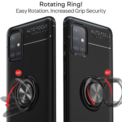 NALIA Ring Hülle kompatibel mit Samsung Galaxy A71 Handyhülle, Silikon Cover mit 360 Grad Finger-Halter für magnetische KFZ-Halterung, Schutzhülle Phone Case Handy-Tasche Etui Bumper Schwarz NALIA Protective Hülle