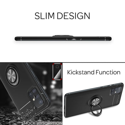 NALIA Ring Hülle kompatibel mit Samsung Galaxy A71 Handyhülle, Silikon Cover mit 360 Grad Finger-Halter für magnetische KFZ-Halterung, Schutzhülle Phone Case Handy-Tasche Etui Bumper Schwarz NALIA Protective Hülle