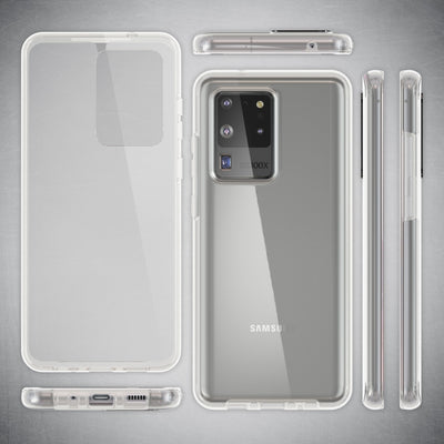 NALIA 360 Grad Handyhülle kompatibel mit Samsung Galaxy S20 Ultra Hülle, Full-Cover Silikon Bumper mit Displayschutz vorne Hardcase hinten Komplettschutz Dünn Fullbody Case Handy-Tasche - Transparent Default Title NALIA Transparente Hülle
