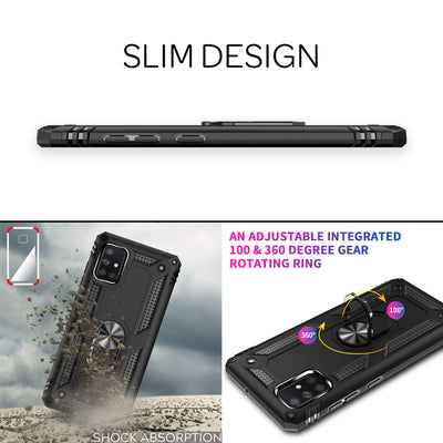 NALIA Panzerhülle für Samsung Galaxy A71 – Ring-Ständer 360° & Magnet-Halterung Kompatibel – RINGDEFEND (Stoßfestes Outdoor Case) – Marke aus Berlin Silber NALIA Protective Hülle