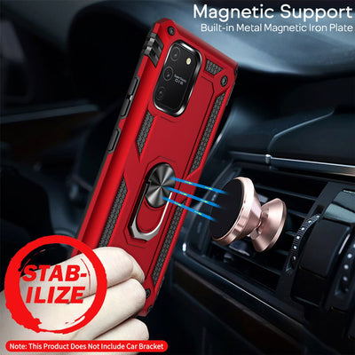 NALIA Panzerhülle für Samsung Galaxy S10 Lite – Ring-Ständer 360° & Magnet-Halterung Kompatibel – RINGDEFEND (Stoßfestes Outdoor Case) – Marke aus Berlin Schwarz NALIA Protective Hülle