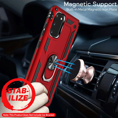 NALIA Panzerhülle für Samsung Galaxy S20 – Ring-Ständer 360° & Magnet-Halterung Kompatibel – RINGDEFEND (Stoßfestes Outdoor Case) – Marke aus Berlin Silber NALIA Protective Hülle