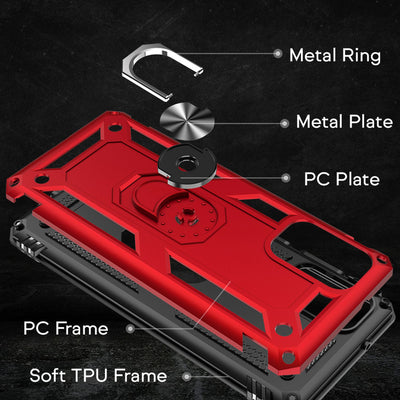 NALIA Panzerhülle für Samsung Galaxy S20 – Ring-Ständer 360° & Magnet-Halterung Kompatibel – RINGDEFEND (Stoßfestes Outdoor Case) – Marke aus Berlin Silber NALIA Protective Hülle