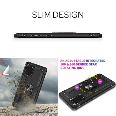 NALIA Panzerhülle für Samsung Galaxy S20 – Ring-Ständer 360° & Magnet-Halterung Kompatibel – RINGDEFEND (Stoßfestes Outdoor Case) – Marke aus Berlin Silber NALIA Protective Hülle