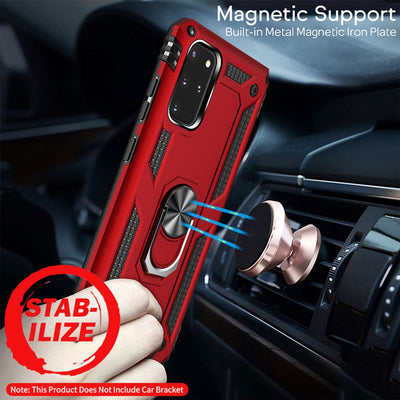 NALIA Panzerhülle für Samsung Galaxy S20 Plus – Ring-Ständer 360° & Magnet-Halterung Kompatibel – RINGDEFEND (Stoßfestes Outdoor Case) – Marke aus Berlin Schwarz NALIA Protective Hülle