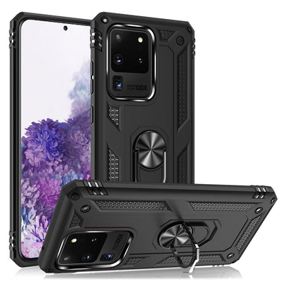 NALIA Panzerhülle für Samsung Galaxy S20 Ultra – Ring-Ständer 360° & Magnet-Halterung Kompatibel – RINGDEFEND (Stoßfestes Outdoor Case) – Marke aus Berlin Schwarz NALIA Protective Hülle