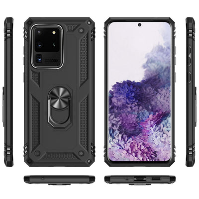 NALIA Panzerhülle für Samsung Galaxy S20 Ultra – Ring-Ständer 360° & Magnet-Halterung Kompatibel – RINGDEFEND (Stoßfestes Outdoor Case) – Marke aus Berlin Schwarz NALIA Protective Hülle
