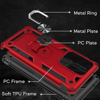 NALIA Panzerhülle für Samsung Galaxy S20 Ultra – Ring-Ständer 360° & Magnet-Halterung Kompatibel – RINGDEFEND (Stoßfestes Outdoor Case) – Marke aus Berlin Silber NALIA Protective Hülle
