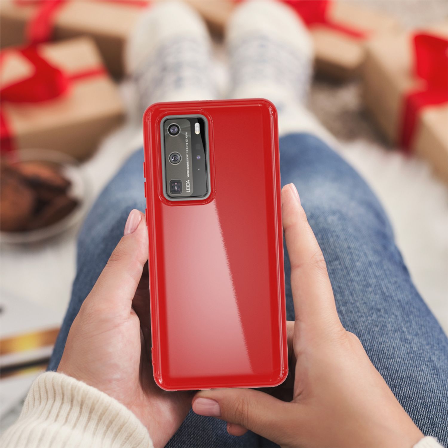 NALIA Handy Hülle für Huawei P40 Pro, Slim Case Silikon Schutzhülle Cover Bumper Schwarz NALIA