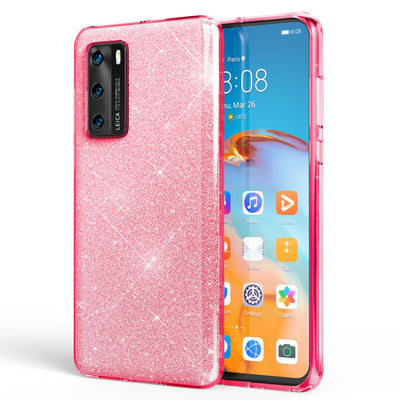 NALIA Glitzerhülle für Huawei P40 – Funkelnder Glitzer-Look & Grip – SHINEPOP (Silikon Case) – Marke aus Berlin Rosa NALIA Protective Hülle