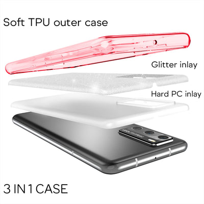 NALIA Glitzerhülle für Huawei P40 – Funkelnder Glitzer-Look & Grip – SHINEPOP (Silikon Case) – Marke aus Berlin Rosa NALIA Protective Hülle