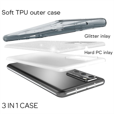 NALIA Glitzerhülle für Huawei P40 – Funkelnder Glitzer-Look & Grip – SHINEPOP (Silikon Case) – Marke aus Berlin Schwarz NALIA Protective Hülle