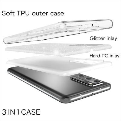 NALIA Glitzerhülle für Huawei P40 – Funkelnder Glitzer-Look & Grip – SHINEPOP (Silikon Case) – Marke aus Berlin Rosa NALIA Protective Hülle