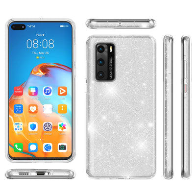 NALIA Glitzerhülle für Huawei P40 – Funkelnder Glitzer-Look & Grip – SHINEPOP (Silikon Case) – Marke aus Berlin Rosa NALIA Protective Hülle