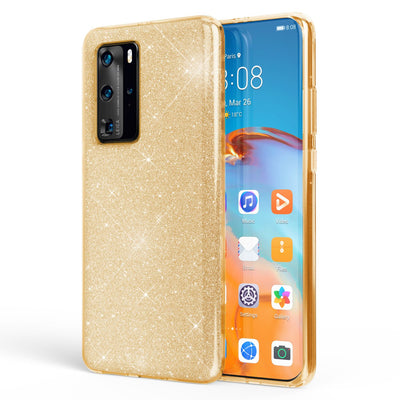NALIA Glitzerhülle für Huawei P40 Pro – Funkelnder Glitzer-Look & Grip – SHINEPOP (Silikon Case) – Marke aus Berlin Gold NALIA Protective Hülle